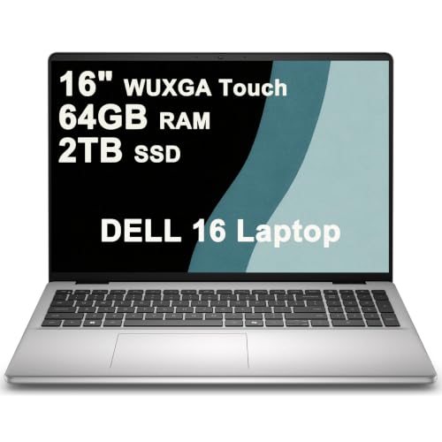 Image of Dell 16 Business Laptop 16 inch 2K WUXGA Comfortview Touchscreen Intel 10-core Core 7 150U 64GB DDR5 2TB SSD Backlit Fingerprint Wi-Fi6E FHD Camera Type-c ExpressCharge Long-Lasting Battery Win11