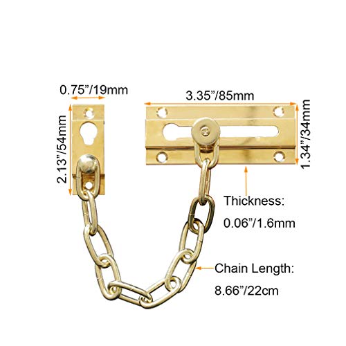 Tiazza Türkette aus reinem Messing, Diebstahlschutz, Sicherheitskette für jeden Türtyp oder jede Größe aufgrund des einzigartigen schmalen Designs