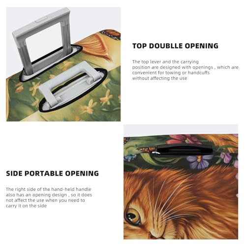 Orange Cat With Butterflies Elastic Travel Luggage Covers Dustproof Scratch-Resistant Suitcase Protector Fit 22-24 Inch3