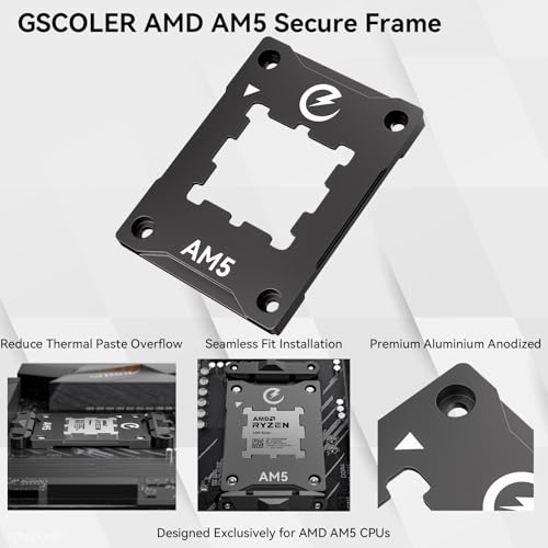 Marco de contacto AM5 - Marco seguro anti-doblez, marco fijo de seguridad AM5 y protector de CPU, corrección de presión, protección de condensadores, hebilla de CPU de ajuste completo para AMD AM5 Ryzen, compatible con enfriadores para CPU miniatura 3