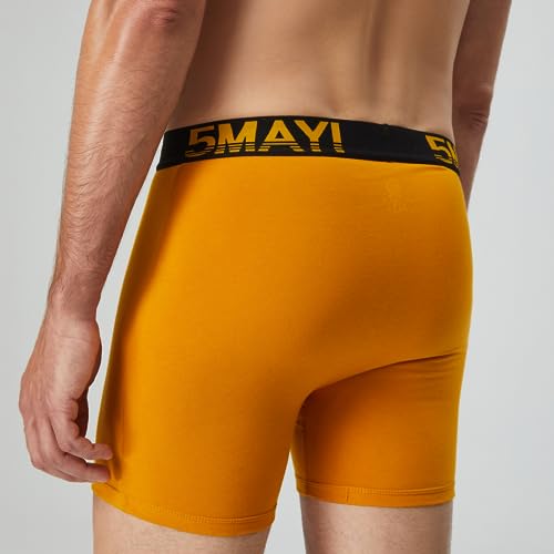 5Mayi Mens Underwear Boxer Briefs Cotton Boxer Briefs For Men Pack 6" Open Fly Underwear 4-Pack #TOP2