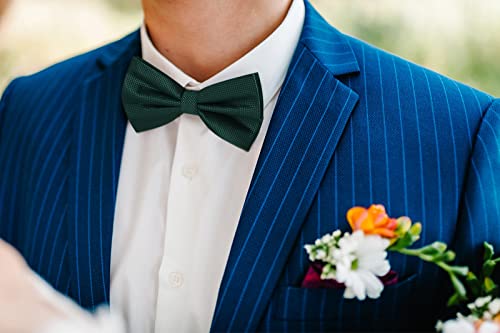 Image of HISDERN Bow Ties for Men Solid Color Pre-Tie Bow Tie and Pocket Square Set Classic Formal Tuxedo Bowties for Wedding Party