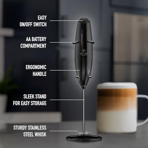 Image of Mini & Mighty Milk Frother Wand - Powerful Handheld Coffee Frother, Battery Operated Drink Mixer - Compact Pocket Size - Detachable Whisk for Latte, Cappuccino, Matcha, Hot Chocolate
