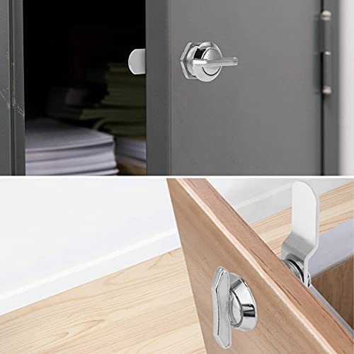 Paulinn 5/8 Inch Thumb Operated Offset Cam Lock Latch For Cabinet Mailbox Drawer Rv Compartment Camper Storage Doorlatch, 5 Packs, Keyless Twist,100% Metal, Chrome-Finish Zinc Alloy,Non-Locking #TOP1