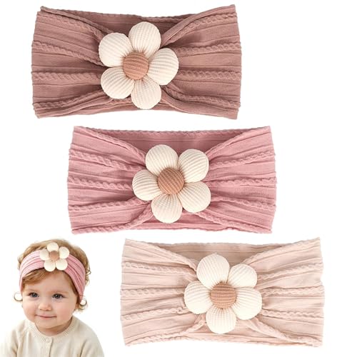 MIUXUESO 3 Pcs Baby Flower Headbands Baby Girls Nylon Headband Soft Hairbands Hair Accessories for...