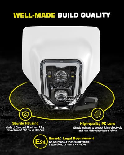 Image of Dirt Bike LED Headlight 78W 3200LM w /Bezel DRL High Low Beam Compatible with Enduro Motorcycle Pit Bike 2017-2024 FE250 350 350S 450 501 501S 701 701SM TE150 150i 250 250i 300 300i TX125 FC250 350 450