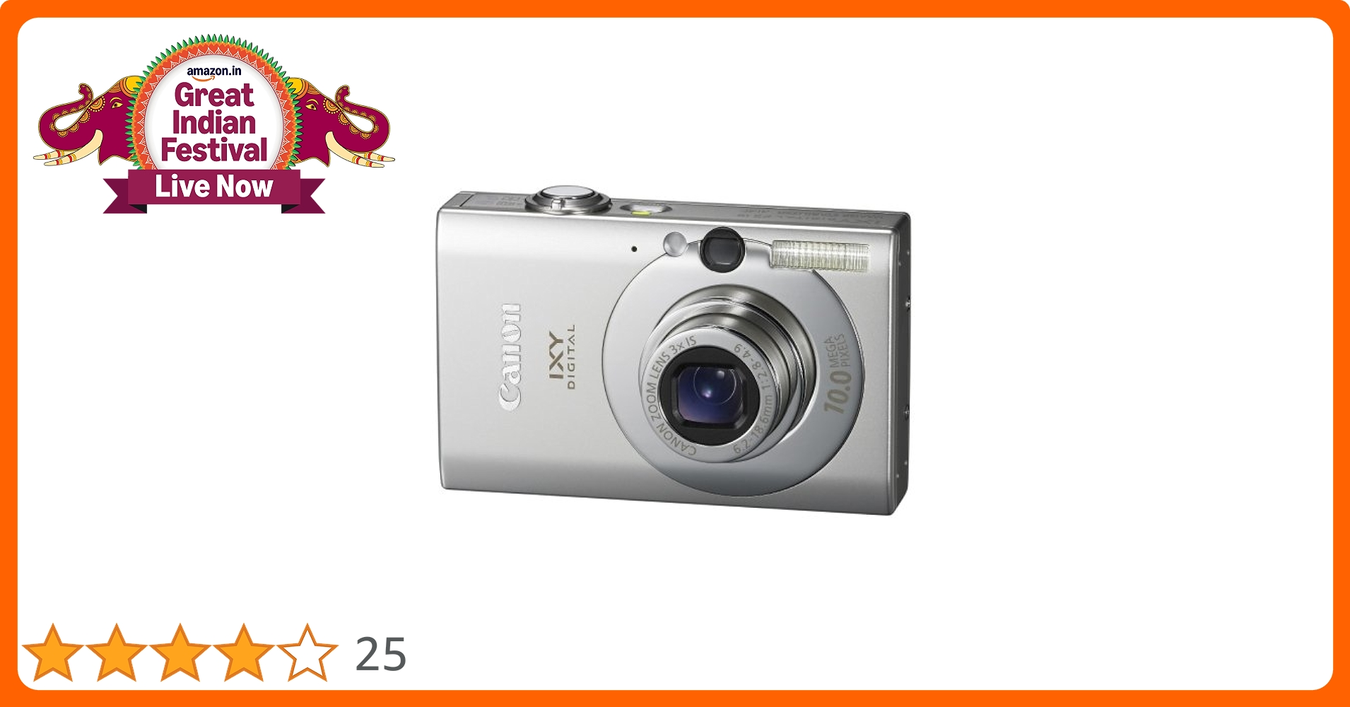 Buy Canon Digital Camera IXY DIGITAL 25IS (Silver) IXYD25IS