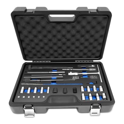 LIDOUYA 28tlg Injektoren Fräser Set, Injektoren Inspritzdüsen Werkzeug, Diesel Injektorsitz Fräser Injektor reinigungsset