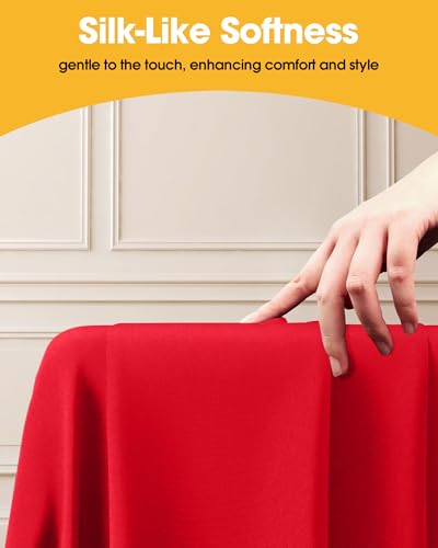 Image of Niuara Red Polyester Table Cloth, 6 Pack, 60 x 102 in | Rectangle, 5 ft Tables, Washable, Wrinkle Resistant, Heat-Proof, Weddings Parties