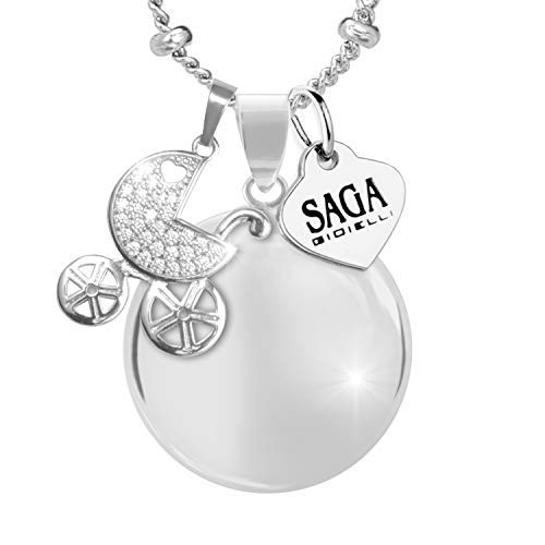SAGA GIOIELLINECKLACE CALLS PREGNANCY ANGELS, RECALL OF ANGELS, LONG NECKLACE PREGNANT WOMAN CHARM CARROZZINO, MODELLO, Stainless Steel, No Gemstone