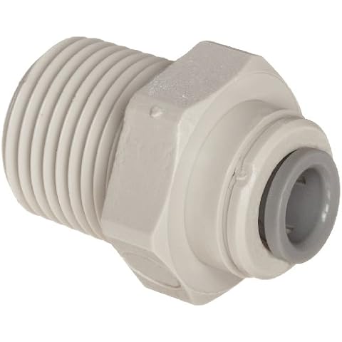 John Guest Acetal Copolymer Tube Fitting, Straight Adaptor, 1/4" Tube OD x 1/4" NPTF Male (Pack of 10) Cover