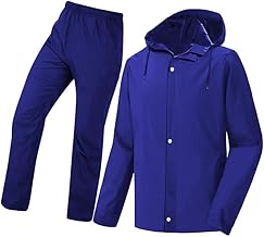 CAMISON Men's Raincoat Waterproof for Bike Reversible Double Layer with Hood Raincoat for Men. Set of Top and Bottom Packed in a Storage Bag (Supremacy Blue, XL)
