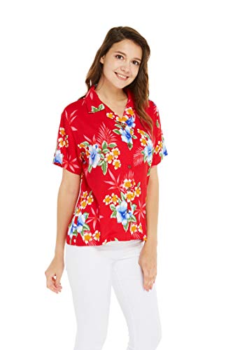 Image of Matchable Family Hawaiian Luau Men Women Girl Boy Clothes in Hibiscus Red