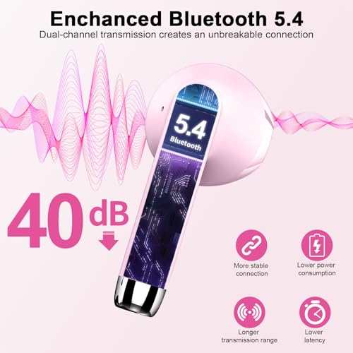 Wireless Earbuds, Bluetooth 5.3 Headphones With 4 ENC Mic, 56H In-Ear Noise Cancelling Deep Bass, Mini Ear Buds IP7 Waterproof LED Display