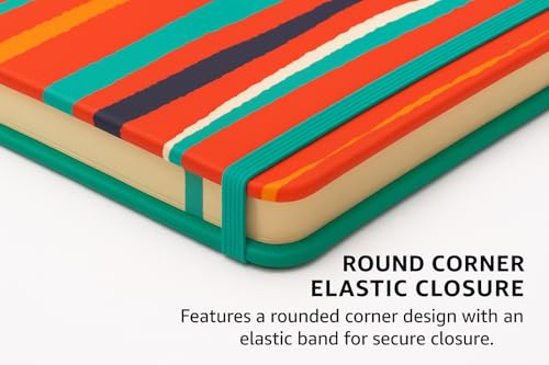 Image of COI A5 Trendy Striped Hardcover Diary 5.5x8.5″ - 192-Page Unruled Journal, 80 GSM Cream Paper, Dual Ribbon Bookmarks, Elastic Closure & Rounded Corners