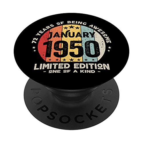 Regalo 72 años Cumpleaños Hombre Mujer - Enero 1950 PopSockets PopGrip Intercambiable