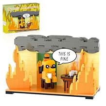 This is Fine Dog Building Blocks, Funny Meme Coffee Dog Action Figure Toys, Cartoon Puppy Desktop Animal Model, Comics Character Toys Birthday Christmas White Elephant Gifts for Adults Kids Boys Girls