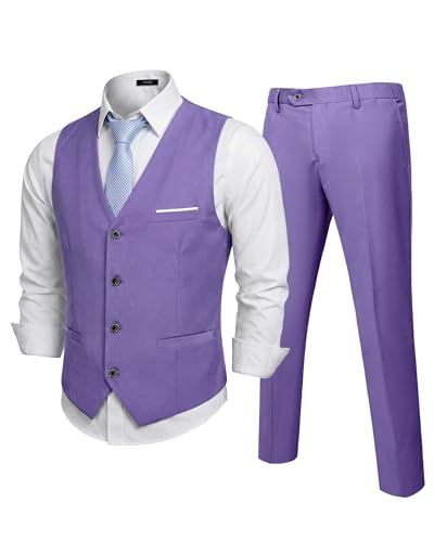YND Light Purple 2-Piece Suit with Vest