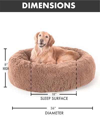 Ohgeni PBH3V114 Calming Donut Dog & Cat Bed, Machine Washable Plush Waterproof Zipper Cover, Anti-Slip Round Cuddle Comfort Pet Bed thumb #4