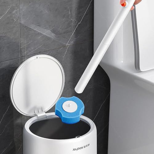 Image of JOYBOS Wall Mounted Disposable Toilet Brush with 6 Refills, Acrylonitrile Butadiene Styrene (ABS), White, 10x9,5x51