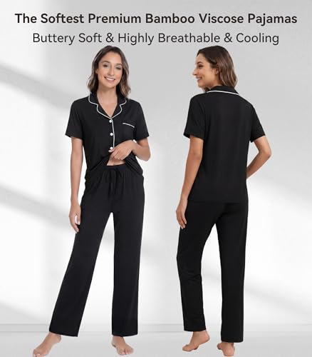 Image of WiWi Viscose from Bamboo Women's Pajamas Set Super Soft Button Down Top and Pants Sleepwear Cooling Pjs S-3X
