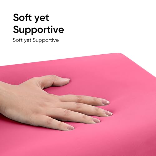 Image of Frido Cloud Seat Cushion with High-Density Memory Foam | Tailbone & Thighs Support Pillow | Washable Stretch Cover | Anti-Slip Base | Portable Handle | Ideal for Office, Car & Home Chairs, Barbi Pink