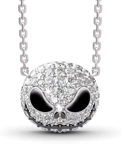 Skull Necklace for Women Nightmare Before Christmas Pendants Princess Anniversary Promise Gift for Women