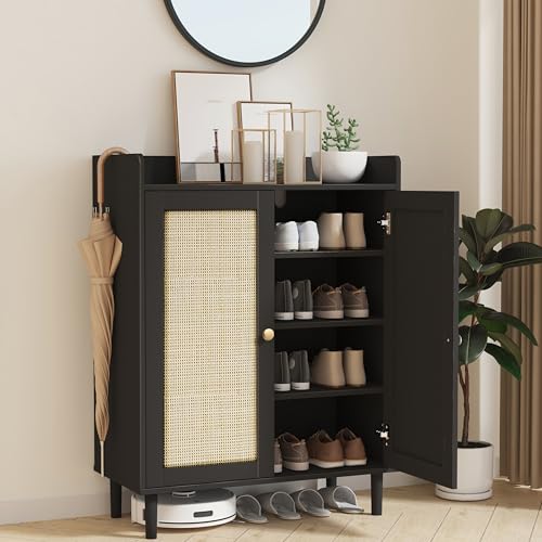 IANUE Shoe Cabinet - Rattan Shoe Cabinet for Entryway, Shoe