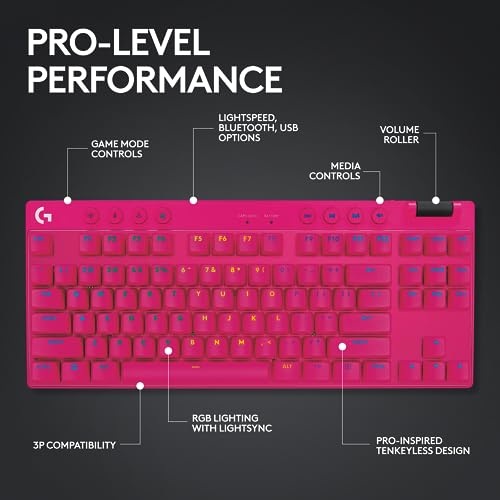 PRO X TKL LIGHTSPEED tastiera gaming wireless - MAGENTA - UK - TACTILE - Tastiera gaming - Immagine 4