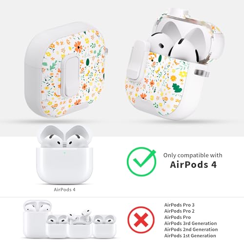 Image of for AirPods 4 Case with Secure Lock Clip in Phone Stand,Floral Girly Style Protective Cover with Cleaning Kit and Carabiner for Apple iPod 4 Generation (Four-Leaf Clover)