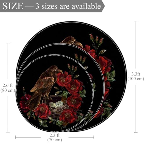 Tapis gothique nid de corbeau et rose rouge aux finitions soignées de 1m - 4