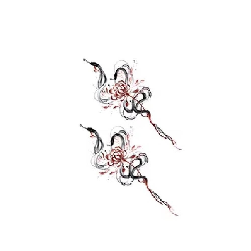 Etiqueta Engomada Temporal Del Tatuaje De La Flor De La Serpiente Duradera E Impermeable Para La Pierna Del Brazo Del Hombre O De Las Mujeres(B)