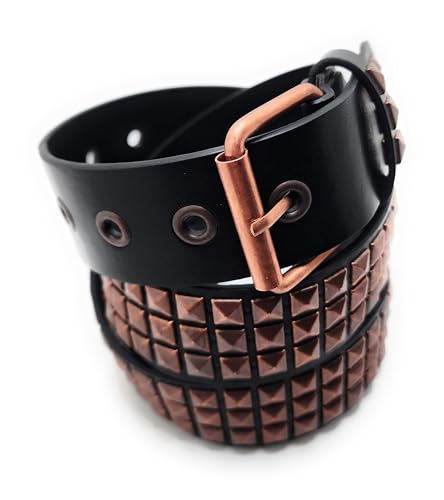 Copper on Black Pyramid Studded Belt Trim-to-Fit Punk