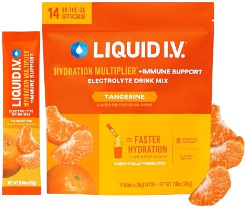 Liquid I.V. Liquid Hydration Multiplier + Immune Support, Easy Open Packets, Natural Tangerine Flavor (14 Count)