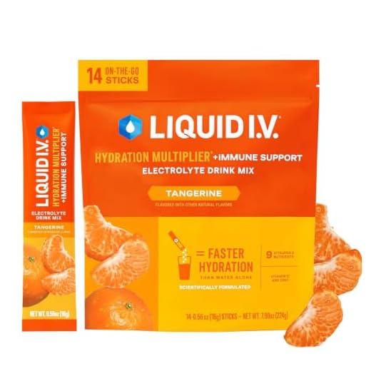 Liquid I.V. Hydration Multiplier + Immune Support, Easy Open Packets, Fresh Tangerine Flavor | 14 Sticks