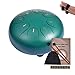 WZTO Tambour Handpan 6 Pouces Vert, 8 Tons Steel Tongue Drums, Mini Instrument à Percussion en Acier de Tambour à Main avec Sac, Livre de Musique- Idéal Pour le Camping, le Yoga, la Méditation