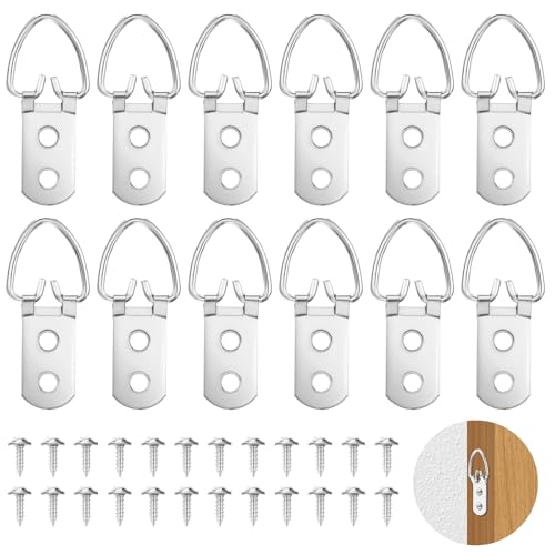 Molain Colgador de cuadros con anillo en D, colgador de cuadros para cuadros pesados, anillas en D, colgador de cuadros superpesado, con tornillos para colgar, pinturas, obras de arte, marcos de