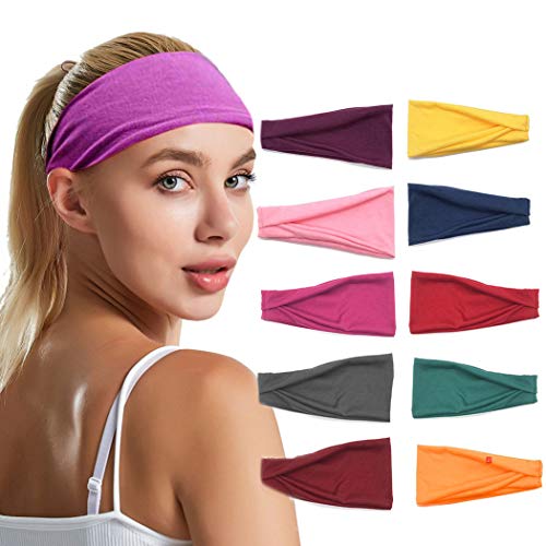 Bohend Boho Headbands Wide Flower Hair Band Boho Bandeau Stretchy Athletic Daily Use Hair Accessories for Women and Girls (K)