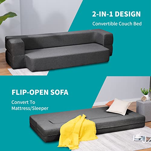 Balus 8.6 Inch Folding Sofa Bed Couch,Twin Size Floor Sofa Bed Foldable, Memory Foam Futon Couch,Fold Out Sofa Bed Convertible Sleeper Sofa Bed For Living Room/Bedroom/Guest Room/Office #TOP3