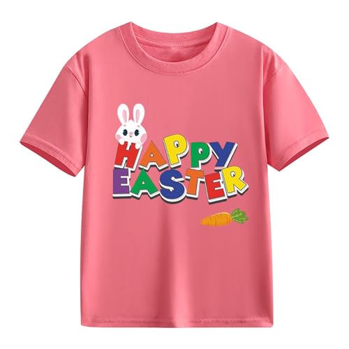Happy Easter Short Sleeve Shirts for Girls Kids Teen Cute Funny Bunny Letter Print Tees Preppy Loose Casual 2t Girl Tops2