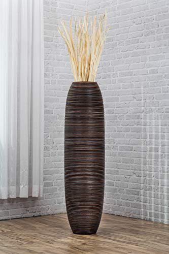 Image of LEEWADEE Large Floor Vase - Handmade Flower Holder Made of Wood, Sophisticated Vessel for Decorative Branches and Dried Flowers, 43 inches, Brown