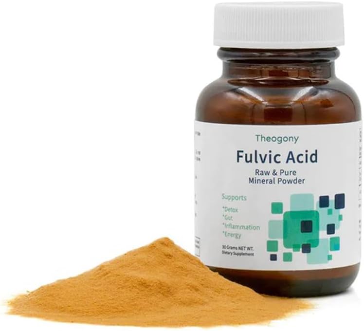 Pure Natural Fulvic Acid Powder by Theogony - 100 Servings of 80+ Ionic Trace Minerals from Ancient Plant Deposits no fillers - Highest Purity Clean Alternative to Shilajit - and Made in USA