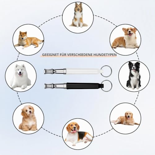 2-Stück Hundepfeife Rückruf,Lautlose Hundepfeife Hochfrequenz Lautlos,Erziehungshilfen für Hunde Pfeifen,Hundetraining Hundepfeifen,Hilfsmittel Pfeife Hund Rückruf,Ultraschall-Hundepfeife (3A)