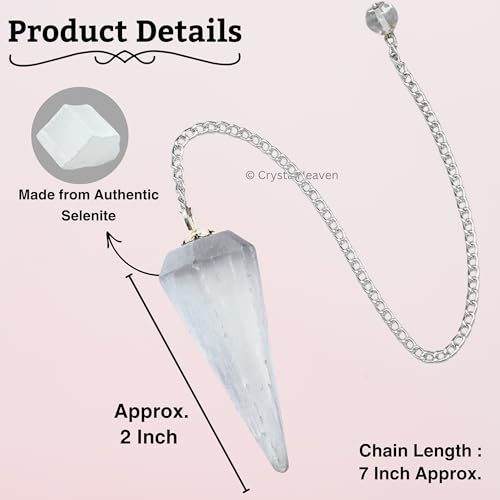 Image of Certified Selenite Pendulum Dowsing Tool - Natural Crystal Pendulum for Spiritual Guidance - Premium Dowser Pendulum for Accurate Divination and Energy Healing - Perfect for Energy Healing