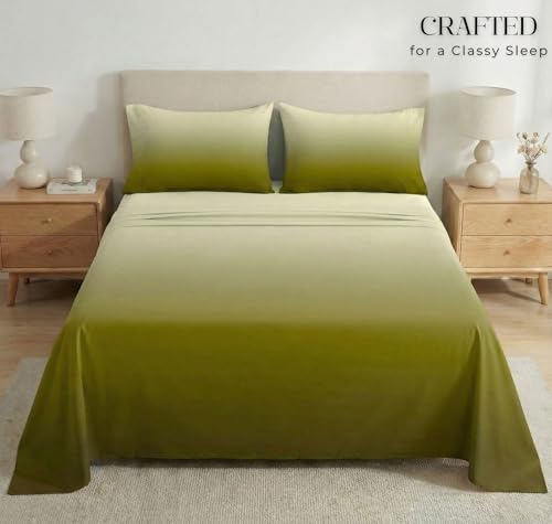 Image of HOMEKART Satin Bedsheet King Size for Double Bed |300 TC Ultra Soft,Silky Smooth Satin Silk Bed Sheet with 2 Pillow Covers |Luxury Bedsheets for Romantic /Date Night (108x108 Inche,(Olive Sage)
