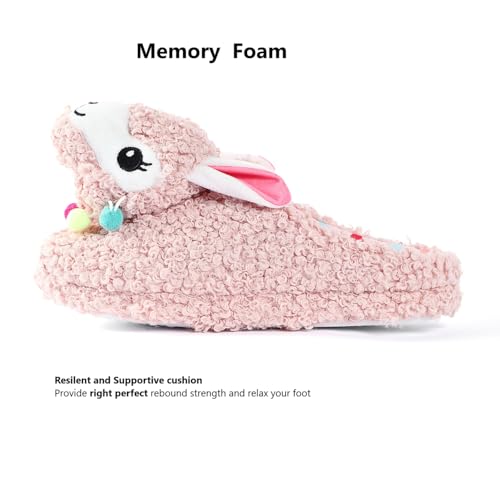 Image of Cute Animal Slippers - Soft Fuzzy Alpaca & Llama Memory Foam for Women - Indoor Warm Non-Slip Bedroom Slippers