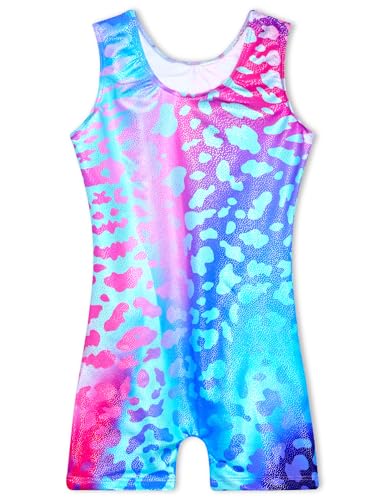 Image of TENVDA Leotards for Girls Gymnastics Kids Children Biketard With Shorts Sparkly Unicorn Dance Unitards(Multiple Colors)