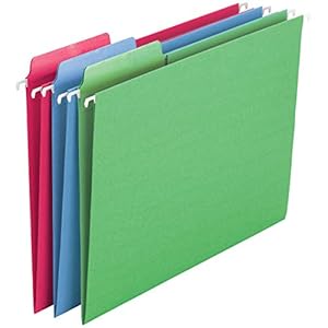 Smead Erasable FasTab Hanging File Folder, 1/3-Cut Built-in Tab, Letter Size, Assorted Primary Colors, 18 per Box (64031…