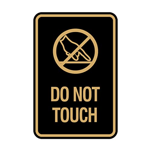 Panneau Do Not Touch rond noir et doré Signs ByLITA grand format pour signalisation noire