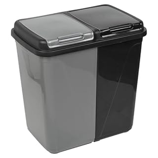 URBNLIVING 60/90L Double Kitchen Recycling Laundry Duo Bin Garbage Under Cabinet Trash Can (90L Black & Grey)